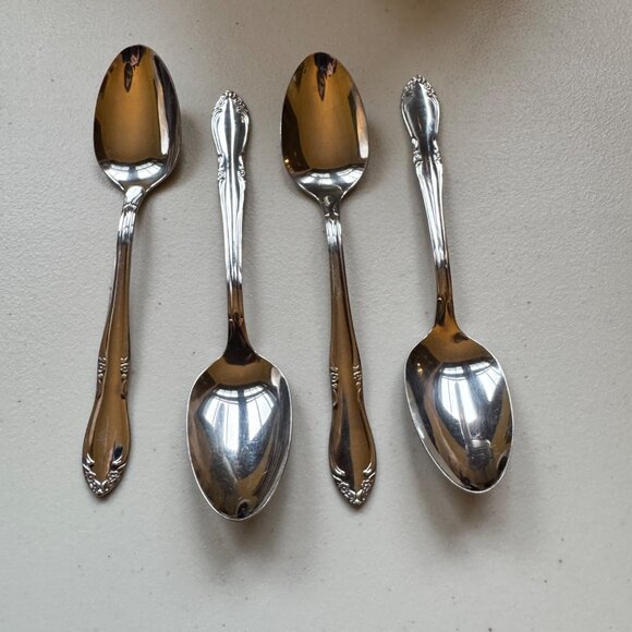 Oneida Mansfield Teaspoon Stainless Silverware Lot of 4 Replacement Floral 6" - Picture 2 of 9